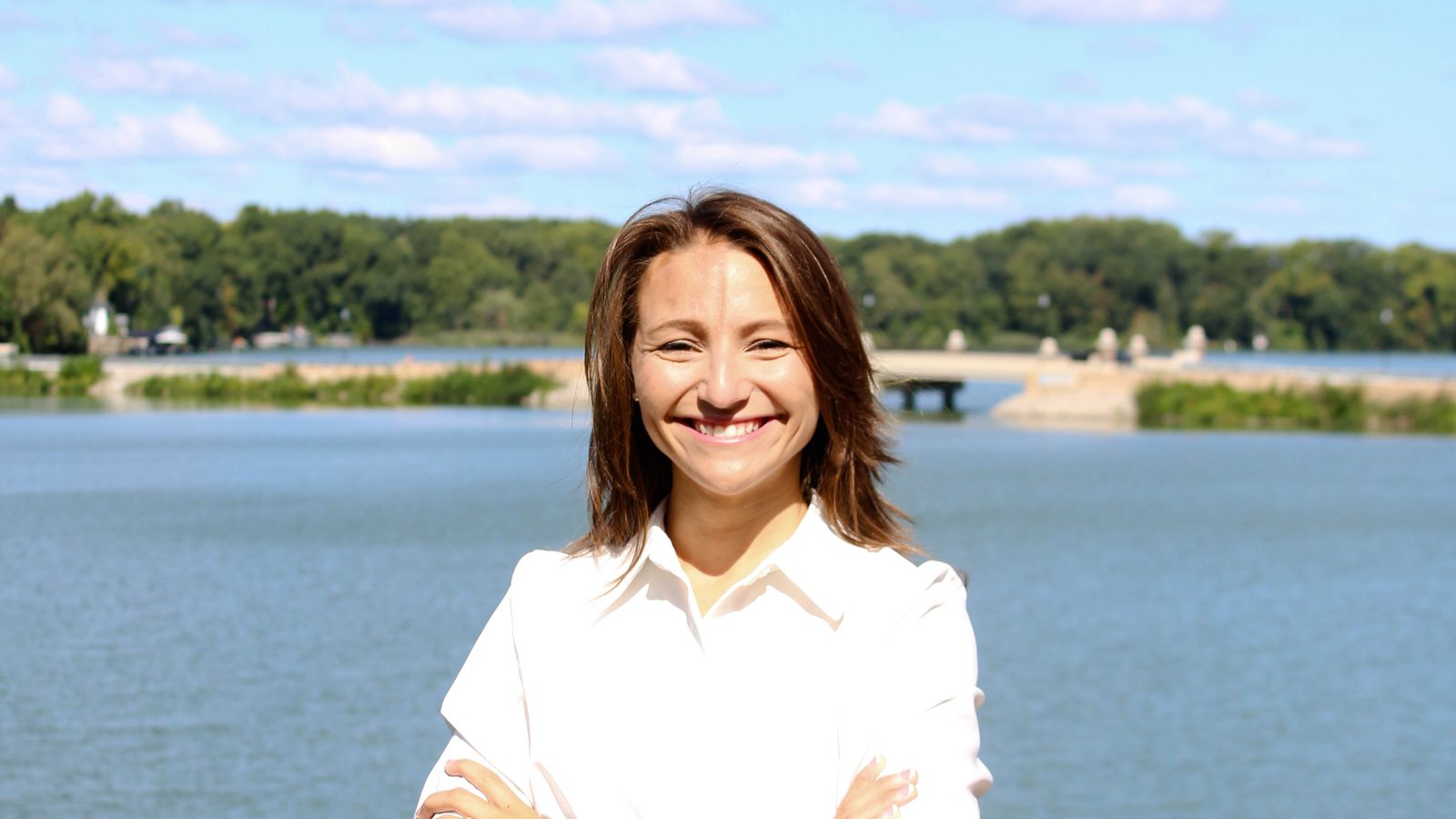 Dr. Abby Maidlow at a lakeside park in Belleville.