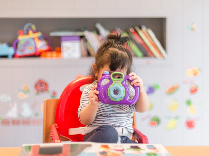 A toddler playing.